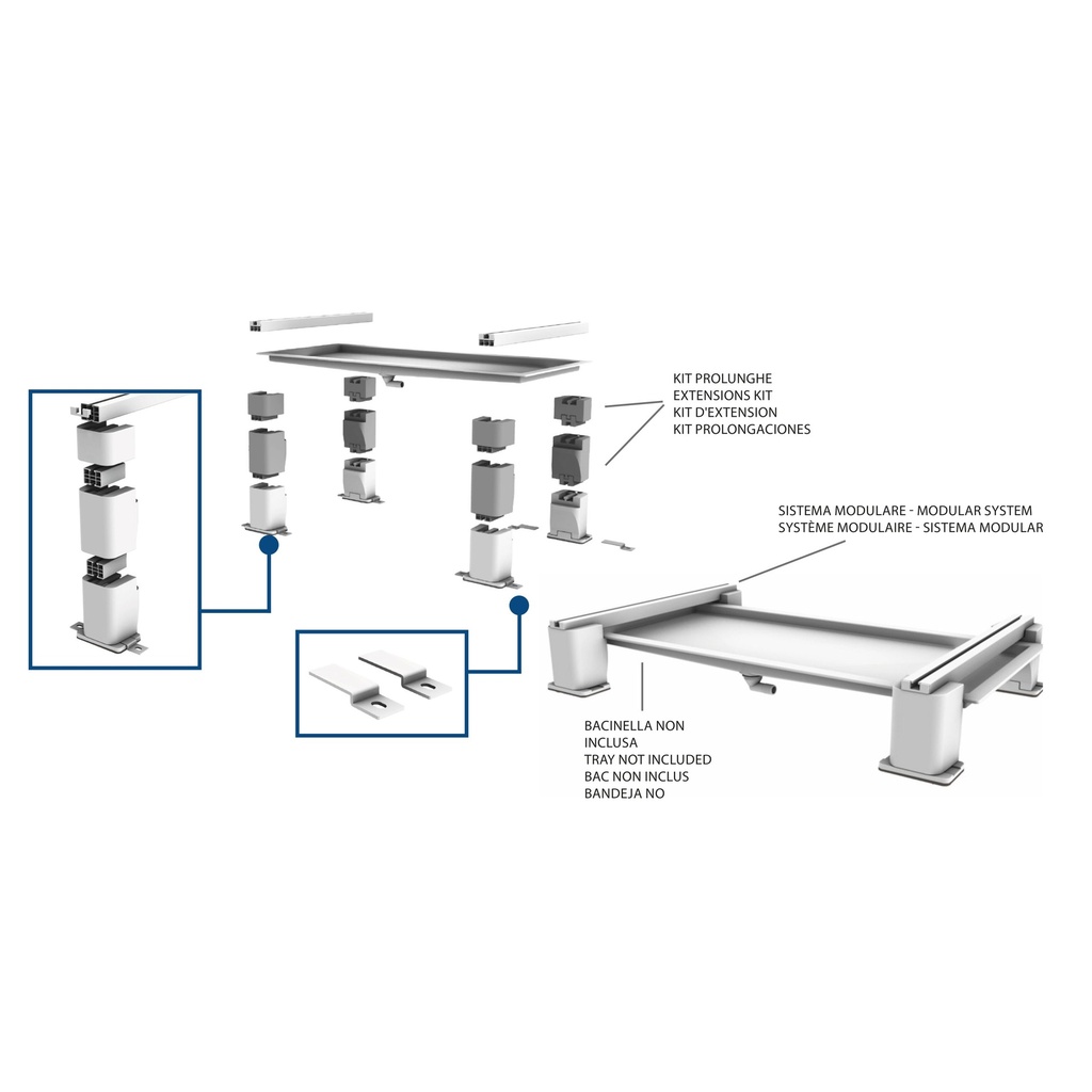 [HAL-0900] Set Prolunghe Höhe 130 mm für Slot-aus-System
