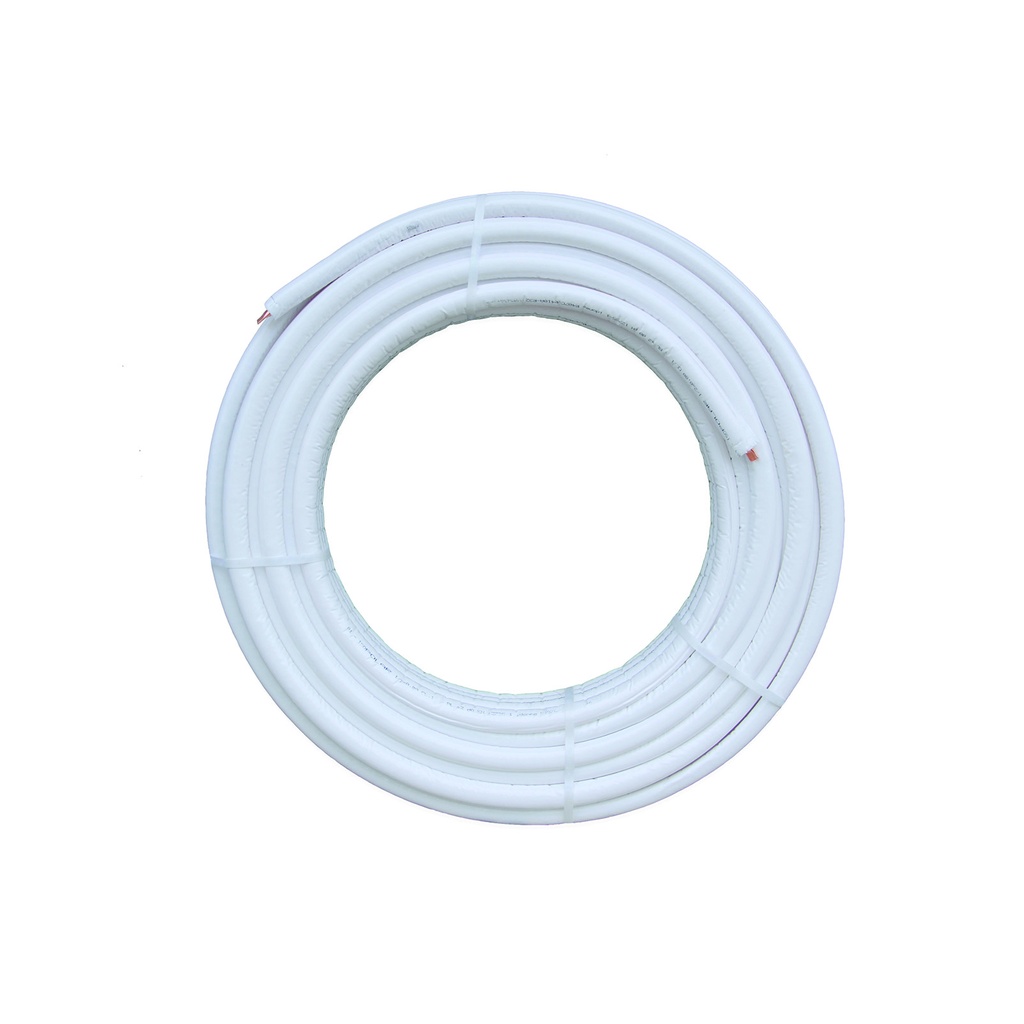 Kältemittelleitung Kupfer isoliert 1/2" Ring 25 m Wandstärke 1 mm Isolierung 9 mm